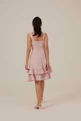 Judy Sweetheart Ruffle Dress in Light Pink