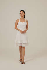 Judy Sweetheart Ruffle Dress in White