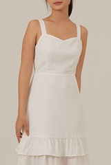 Judy Sweetheart Ruffle Dress in White