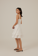 Judy Sweetheart Ruffle Dress in White