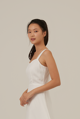 Judy Sweetheart Ruffle Dress in White