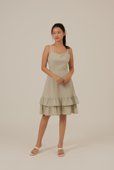 Judy Sweetheart Ruffle Dress in Willow