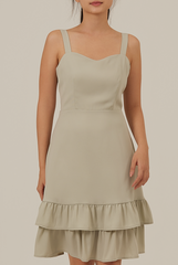 Judy Sweetheart Ruffle Dress in Willow