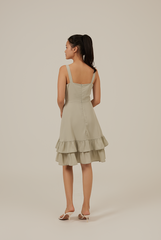Judy Sweetheart Ruffle Dress in Willow
