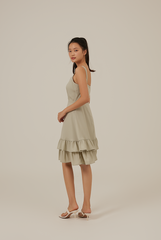 Judy Sweetheart Ruffle Dress in Willow