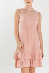 Judy Sweetheart Ruffle Dress in Pink