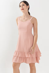 Judy Sweetheart Ruffle Dress in Pink