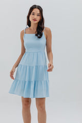 Emma Camisole Tie Tiered Dress in Light Blue