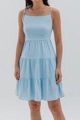 Emma Camisole Tie Tiered Dress in Light Blue