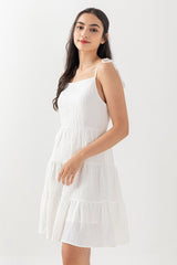 Emma Camisole Tie Tiered Dress in White