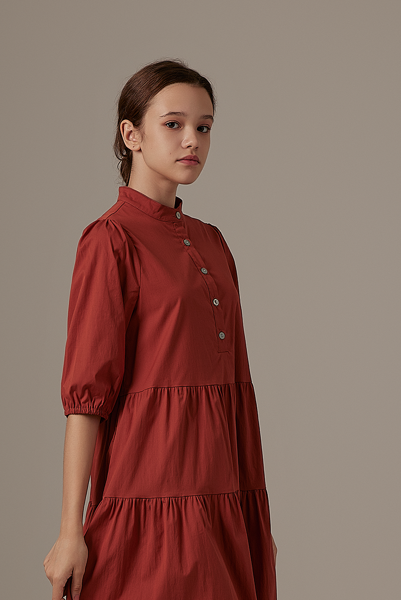 Ariane Tiered Dress in Brick