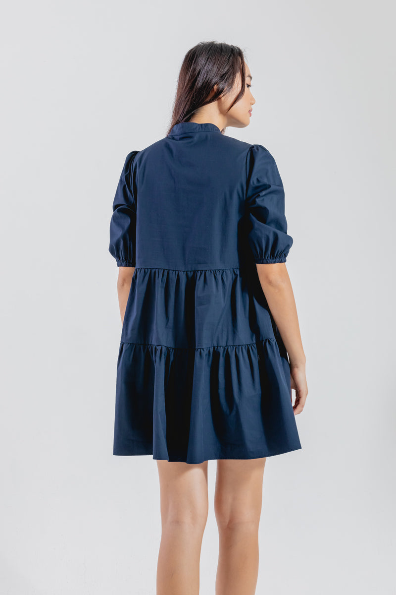 Ariane Tiered Dress in Dark Blue