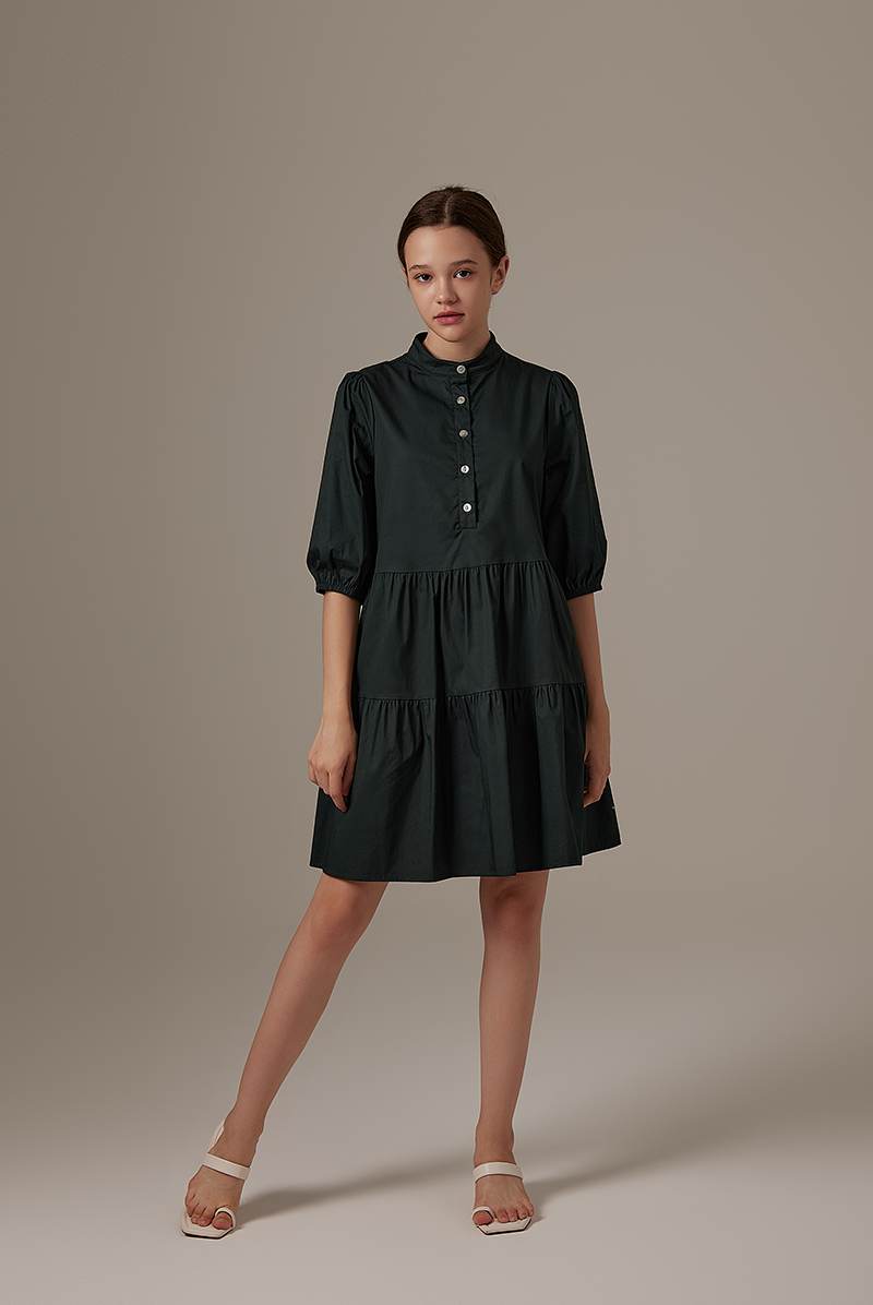 Ariane Tiered Dress in Emerald