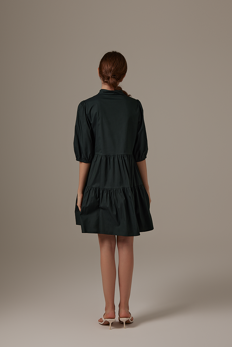 Ariane Tiered Dress in Emerald