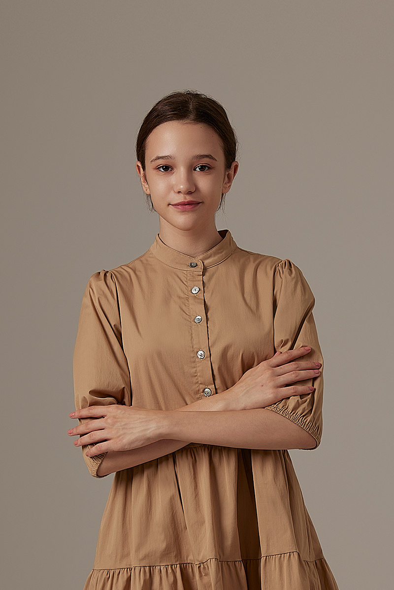 Ariane Tiered Dress in Khaki