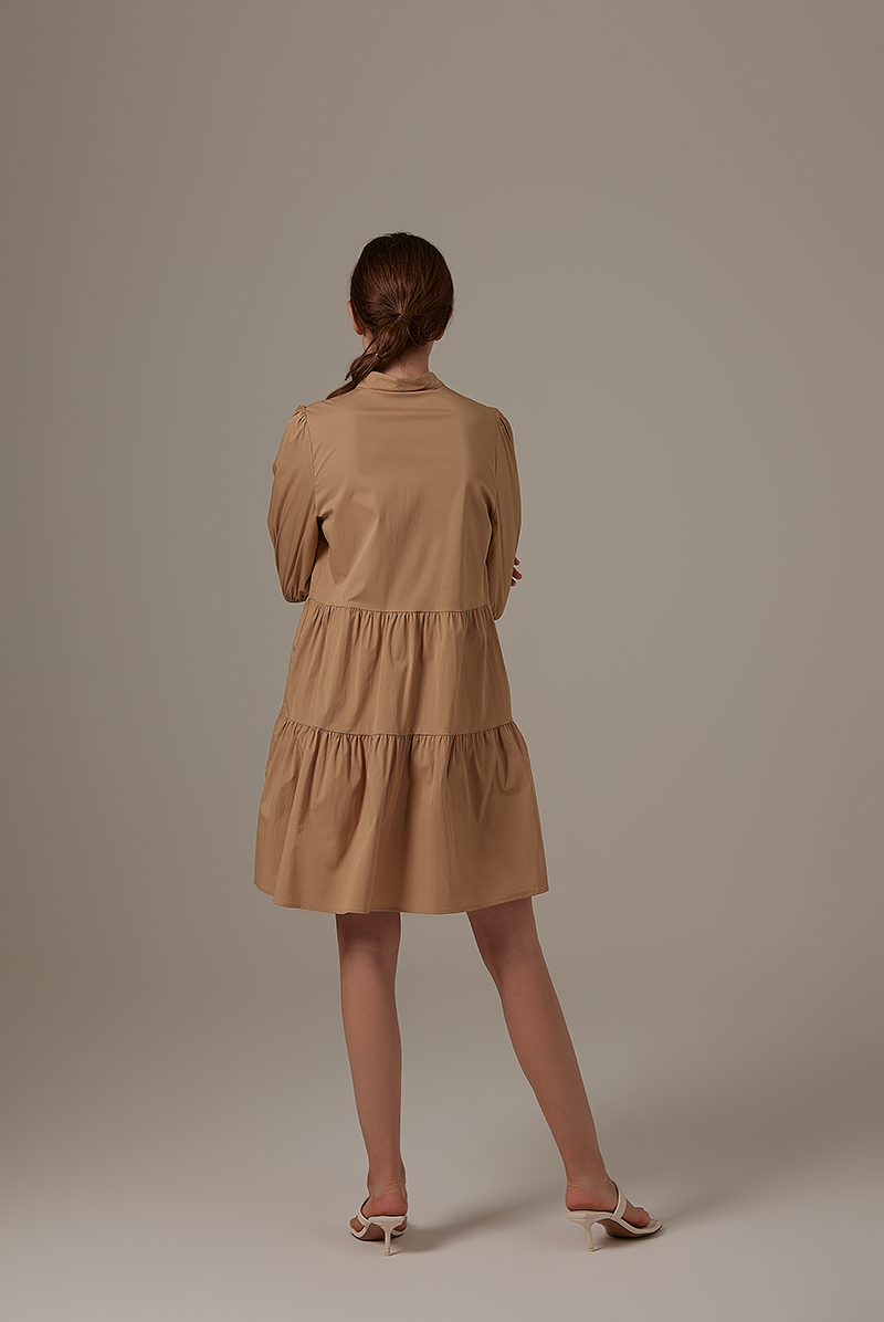 Ariane Tiered Dress in Khaki
