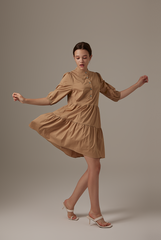 Ariane Tiered Dress in Khaki