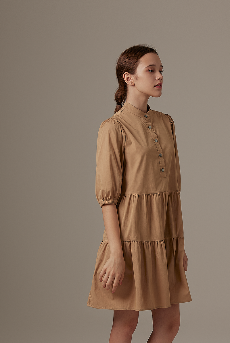 Ariane Tiered Dress in Khaki
