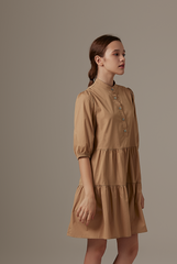 Ariane Tiered Dress in Khaki