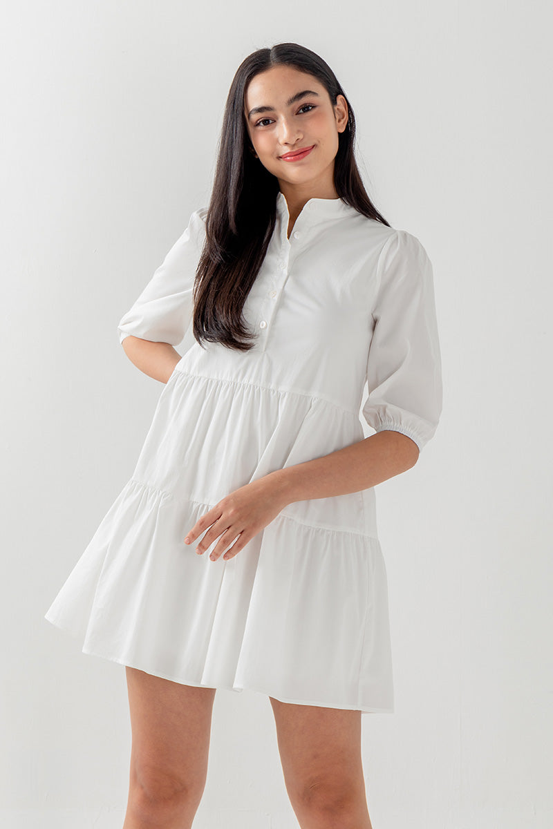 Ariane Tiered Dress in White