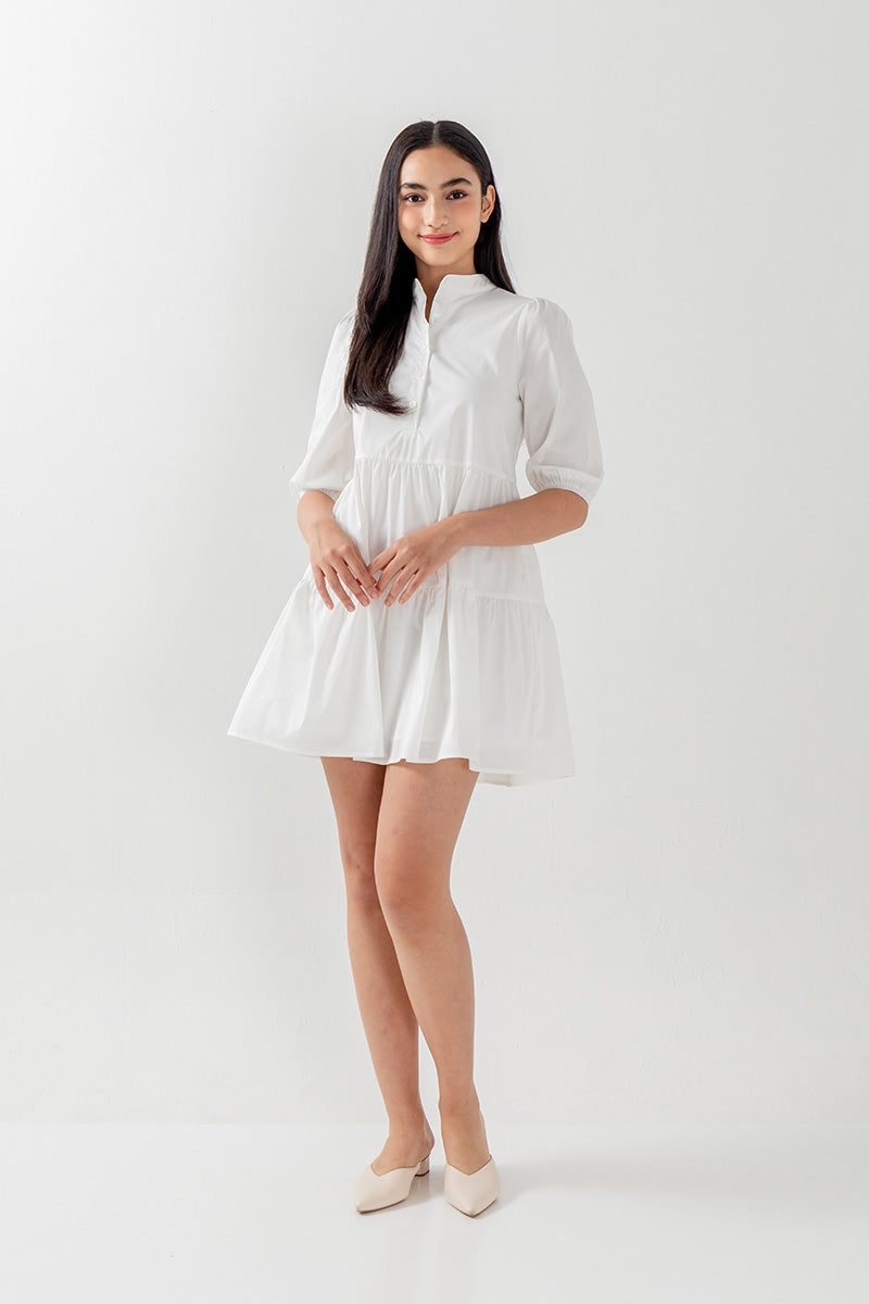 Ariane Tiered Dress in White