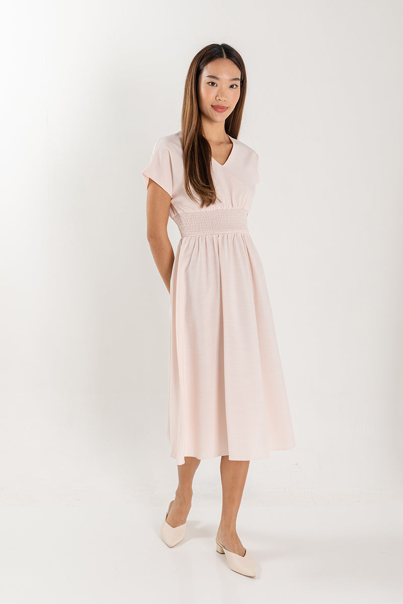 Ayliana Smocked Dress in Light Pink