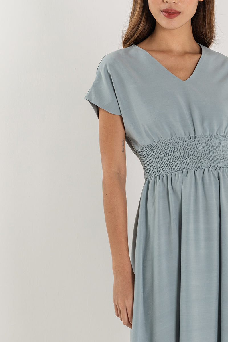 Ayliana Smocked Dress in Seafoam