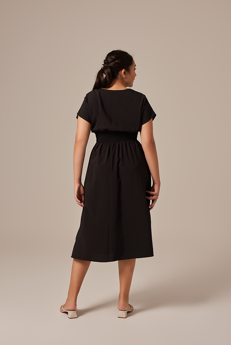 Ayliana Smocked Dress in Black
