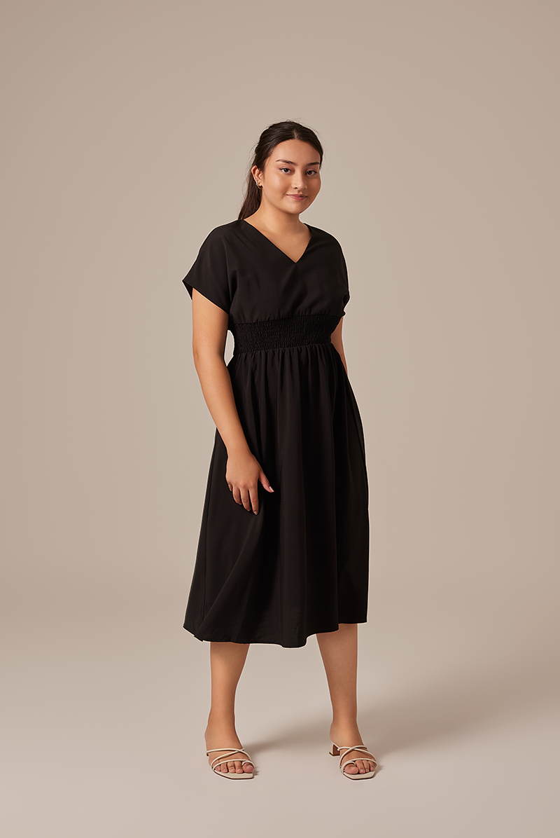 Ayliana Smocked Dress in Black