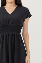 Ayliana Smocked Dress in Black