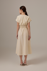 Ayliana Smocked Dress in Cream