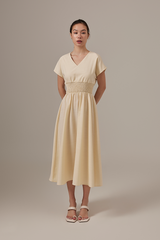 Ayliana Smocked Dress in Cream
