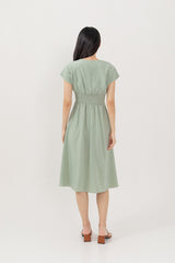 Ayliana Smocked Dress in Dusty Jade
