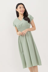 Ayliana Smocked Dress in Dusty Jade