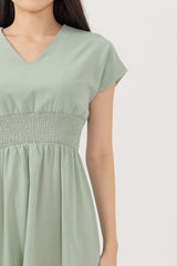 Ayliana Smocked Dress in Dusty Jade