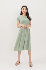 Ayliana Smocked Dress in Dusty Jade