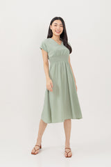 Ayliana Smocked Dress in Dusty Jade