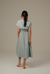 Ayliana Smocked Dress in Dusty Blue