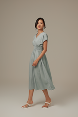 Ayliana Smocked Dress in Dusty Blue