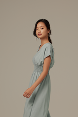 Ayliana Smocked Dress in Dusty Blue