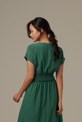 Ayliana Smocked Dress in Forest