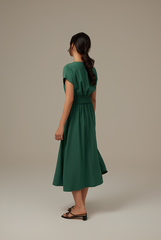 Ayliana Smocked Dress in Forest