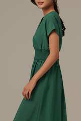 Ayliana Smocked Dress in Forest