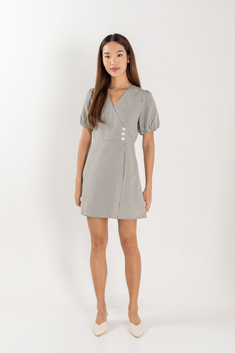 Lia Puff Sleeve Dress in Black