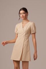 Lia Puff Sleeve Dress in Khaki