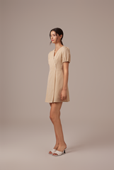 Lia Puff Sleeve Dress in Khaki