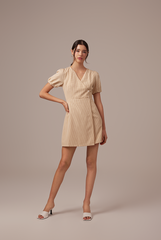 Lia Puff Sleeve Dress in Khaki
