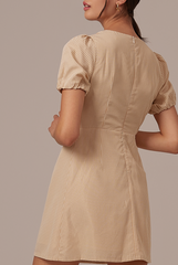 Lia Puff Sleeve Dress in Khaki
