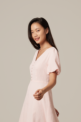 Sherry Puff Sleeve Dress in Light Pink