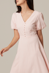 Sherry Puff Sleeve Dress in Light Pink